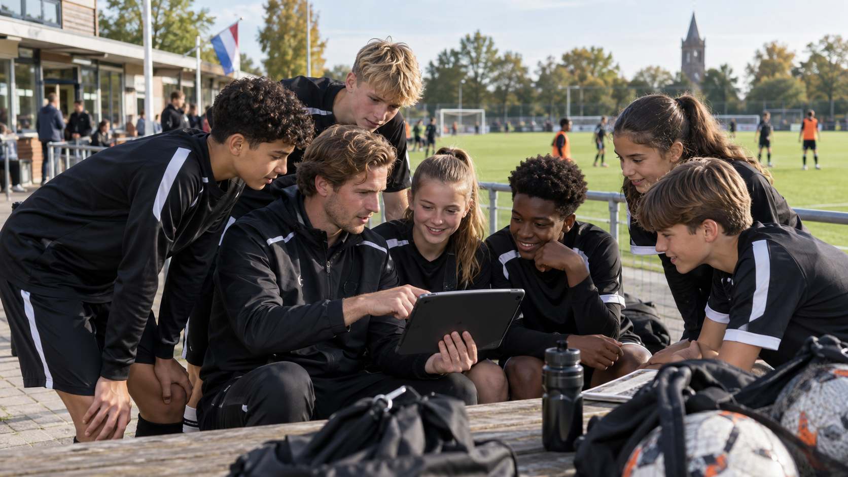 Trainer met spelers